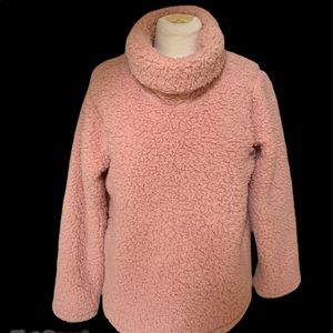 Women’s pink fleece soft turtleneck sweater sz M